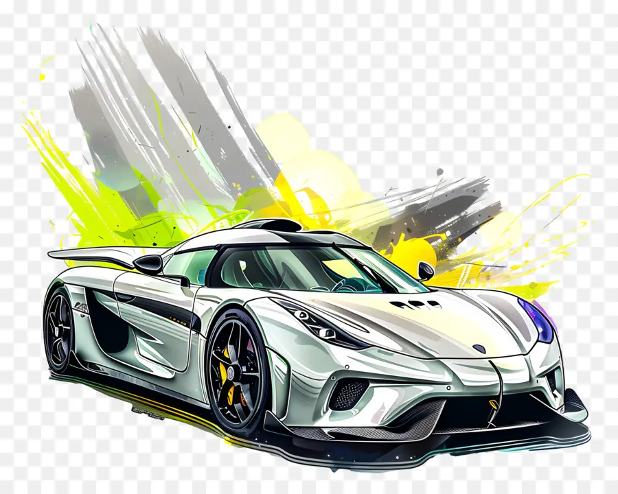 Koenigsegg Jesko，Voiture De Sport Argentée PNG