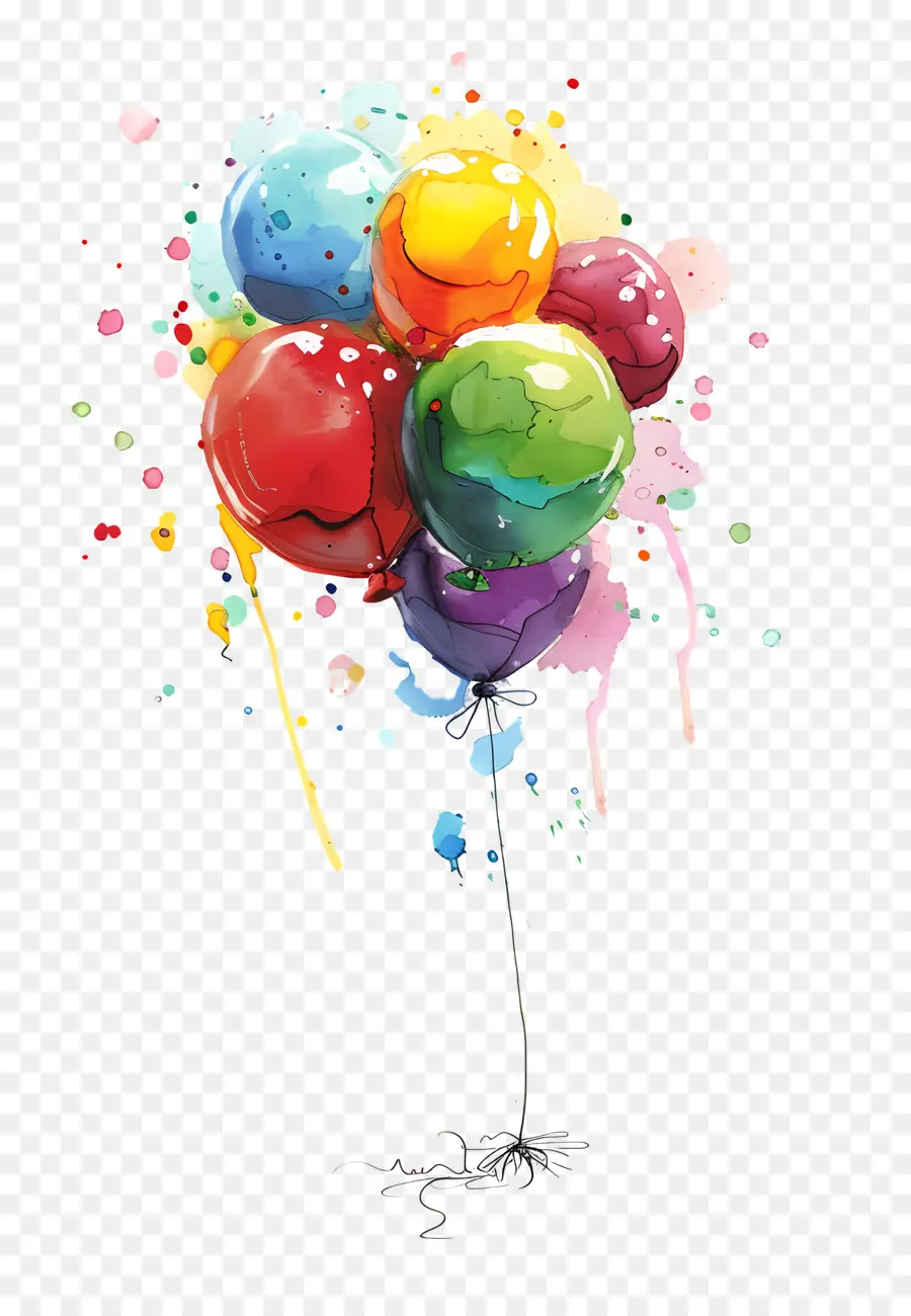 Souhait D'anniversaire，Ballons Colorés PNG