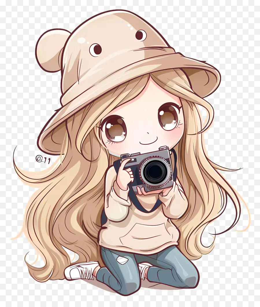 Prendre Des Photos，Fille Chibi Avec Caméra PNG