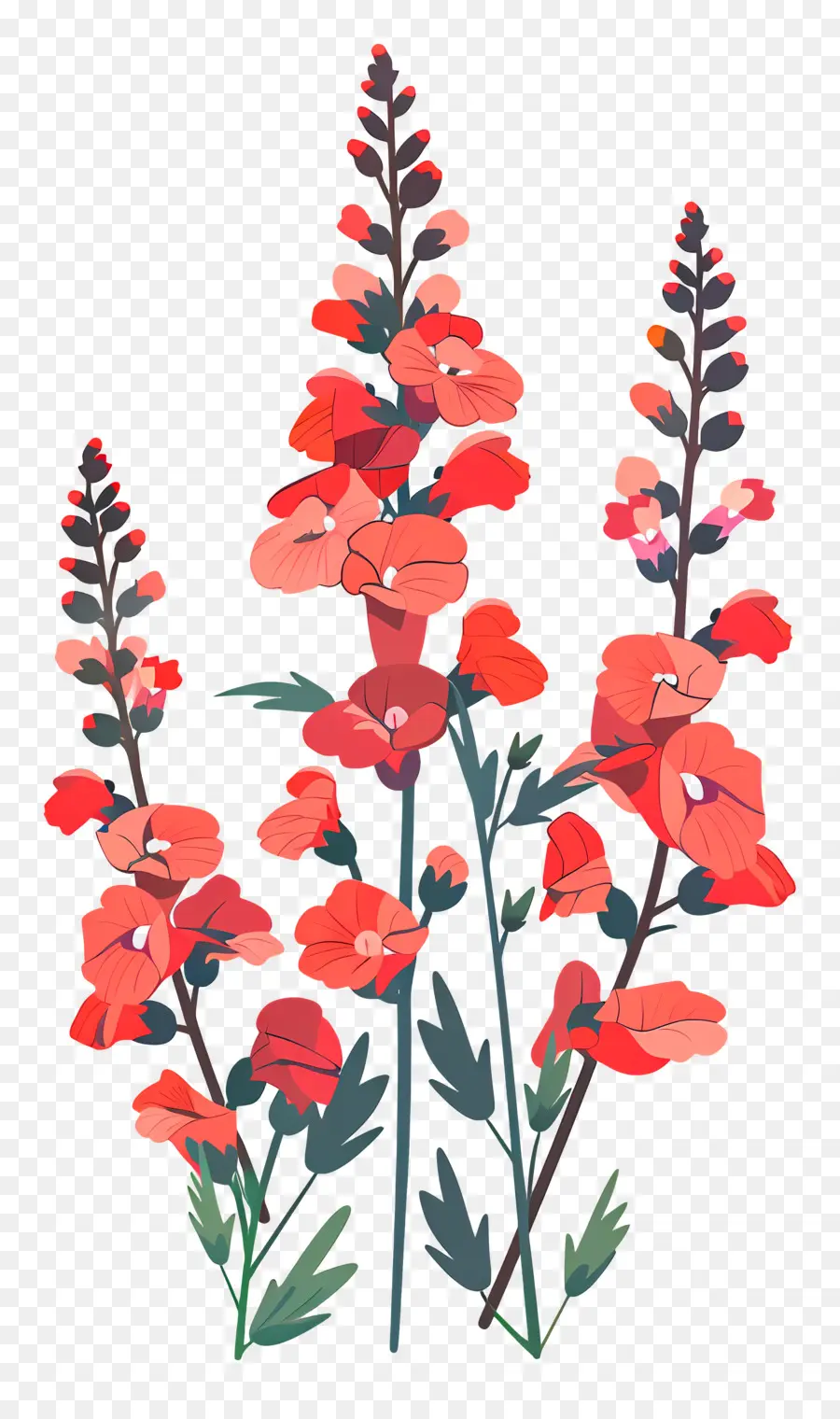 Snapdragon Fleur，Fleurs Rouges PNG