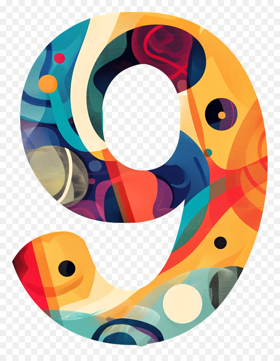 Numéro 9，Numéro Coloré 9 PNG