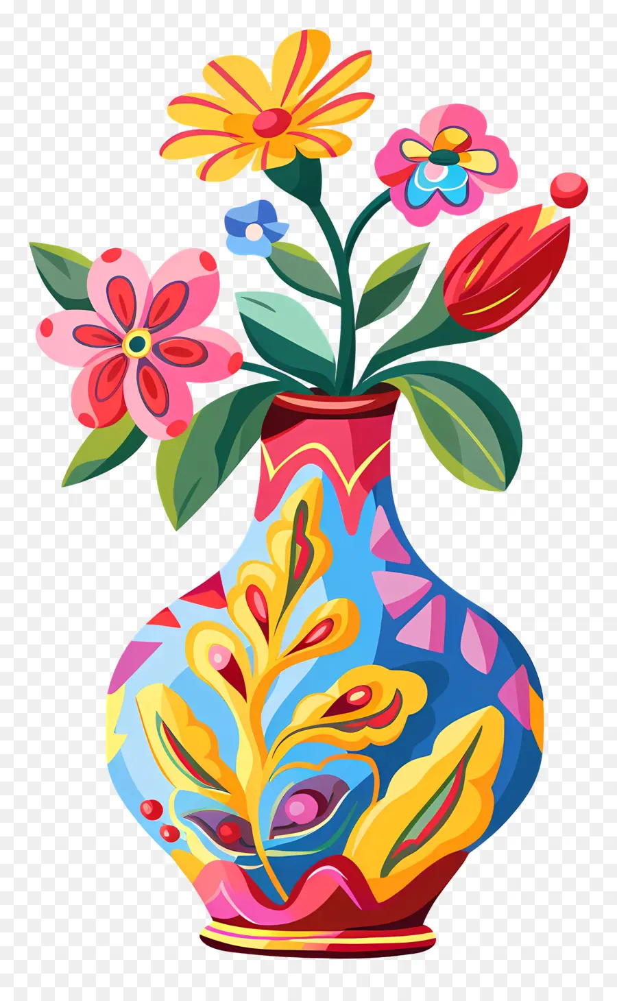 Vase Avec Des Fleurs，Fleurs Colorées PNG