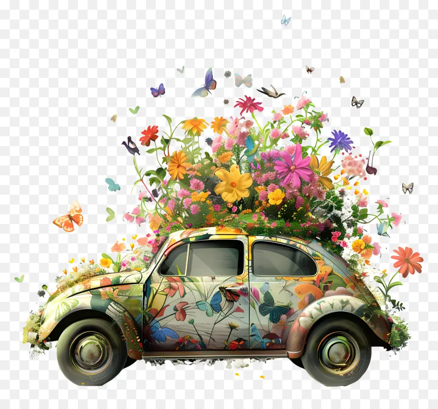 Printemps De Voiture，Voiture De Collection PNG