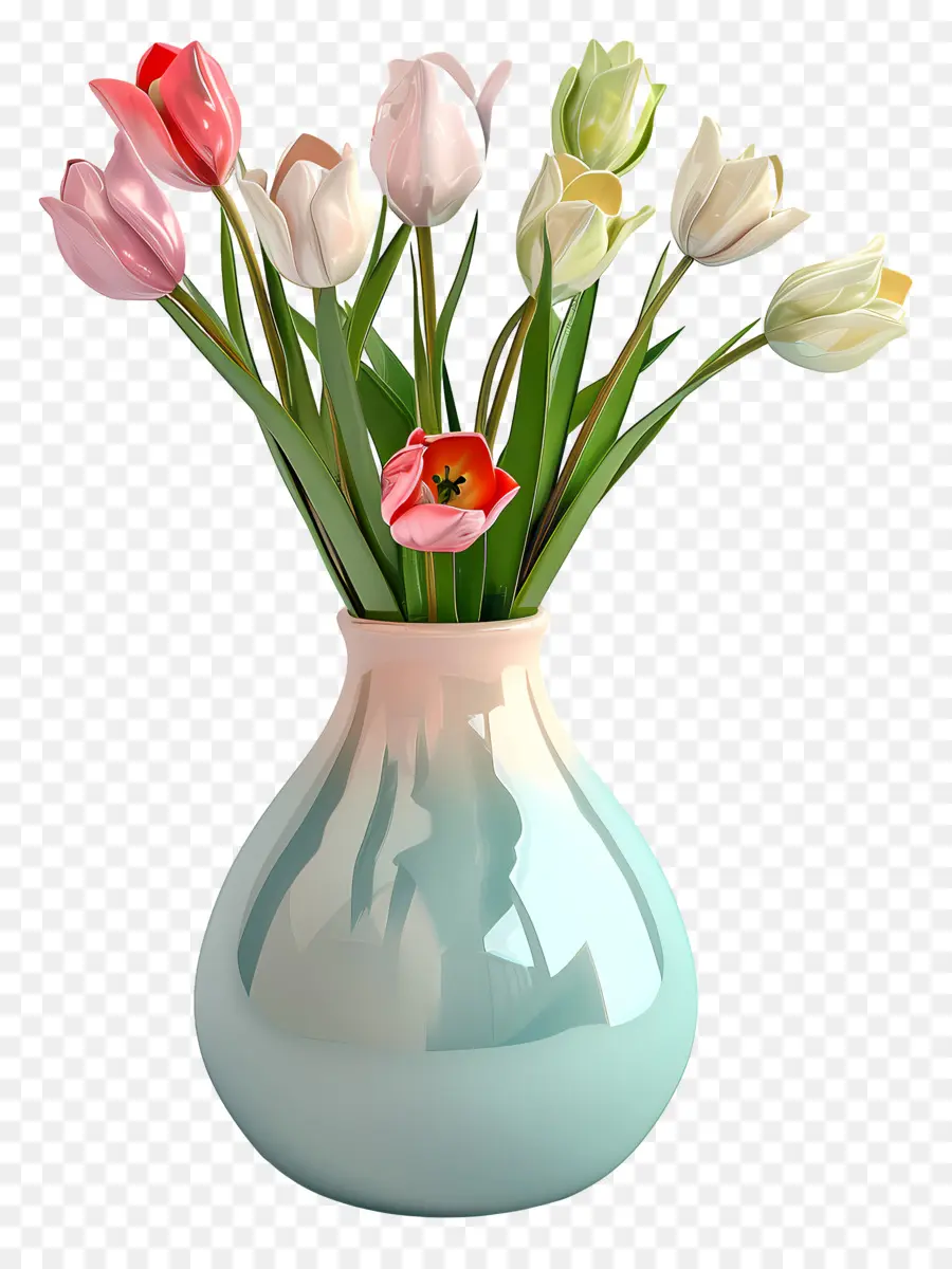 Vase Avec Des Fleurs，Les Tulipes PNG