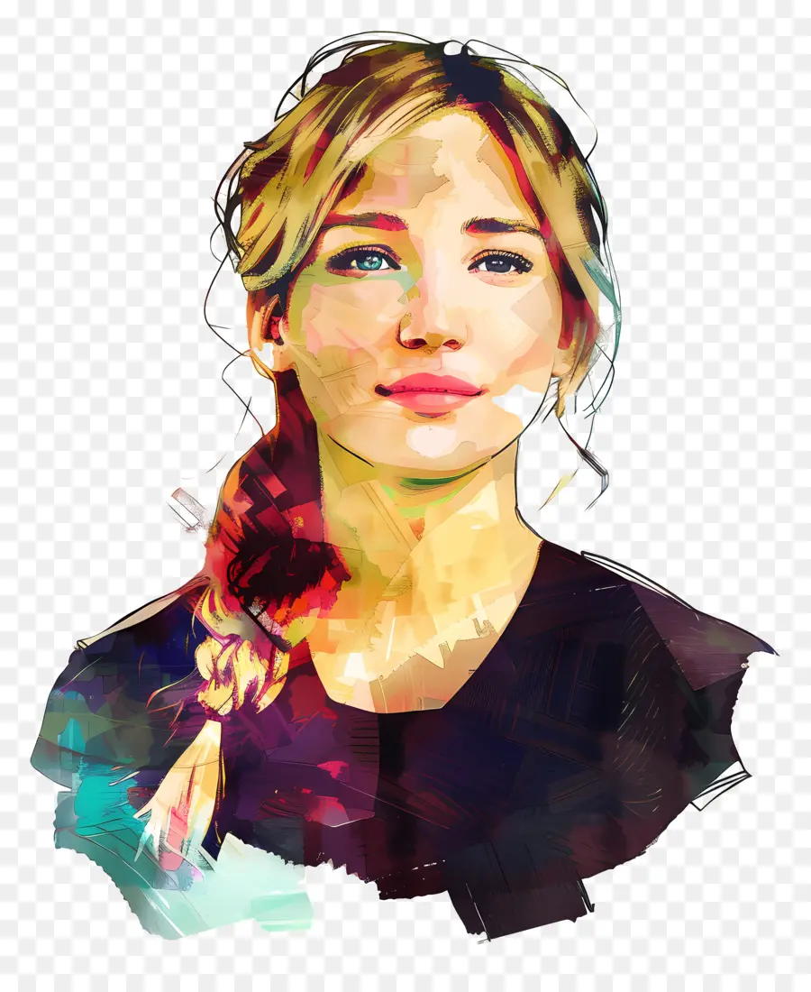 Jennifer Laurent，Portrait De Femme Aquarelle PNG