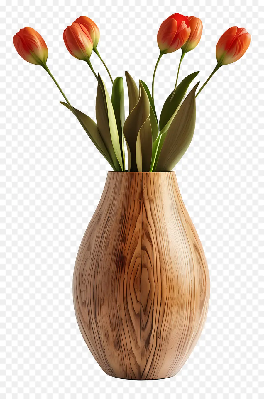 Vase Avec Des Fleurs，Vase En Bois PNG