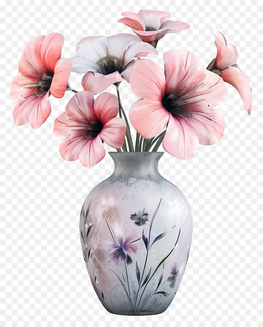 Vase Avec Des Fleurs，Fleurs Roses PNG
