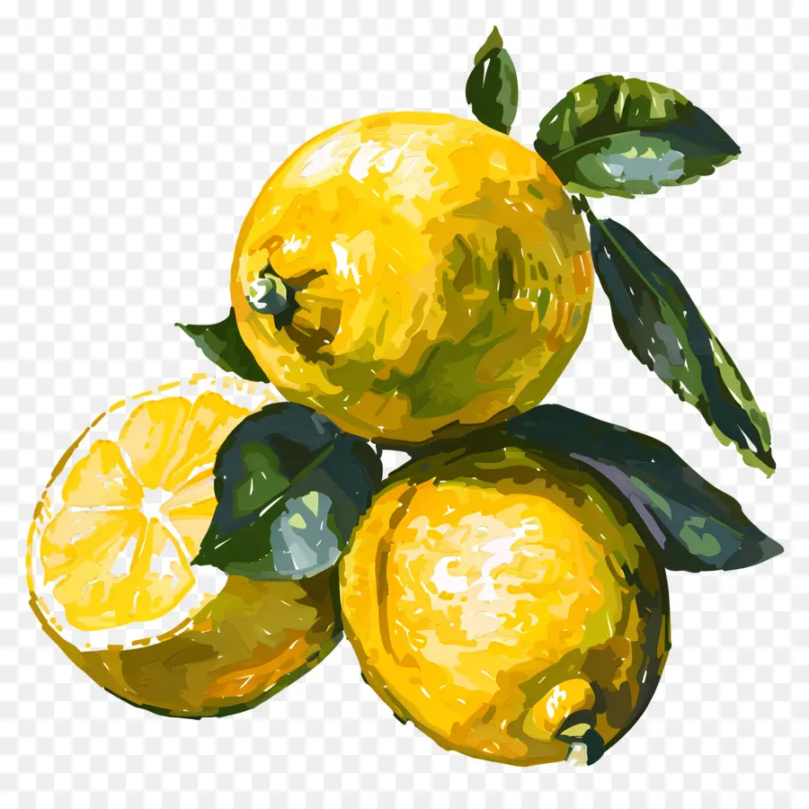 Citrons，Peinture Numérique PNG