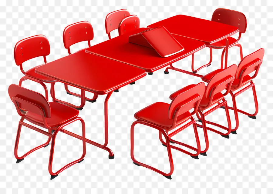 Table De Classe Rouge，Chaises Et Table Rouges PNG