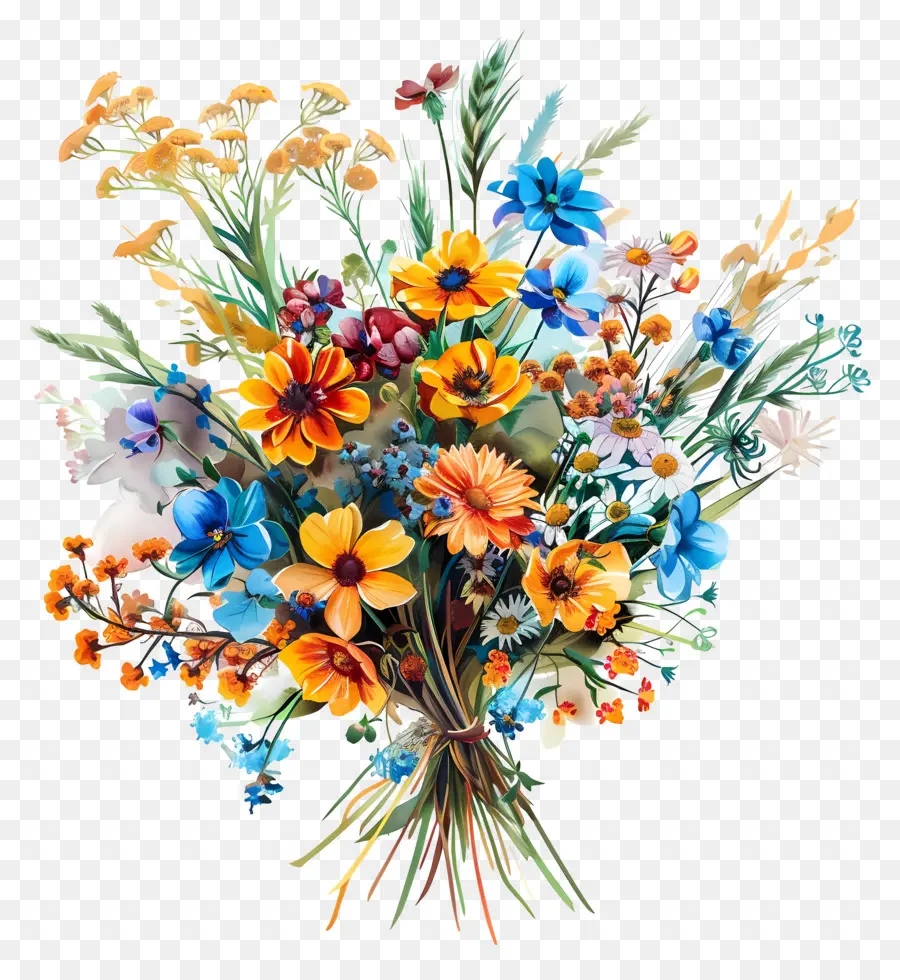 Bouquet De Fleurs，Fleurs Vibrantes PNG