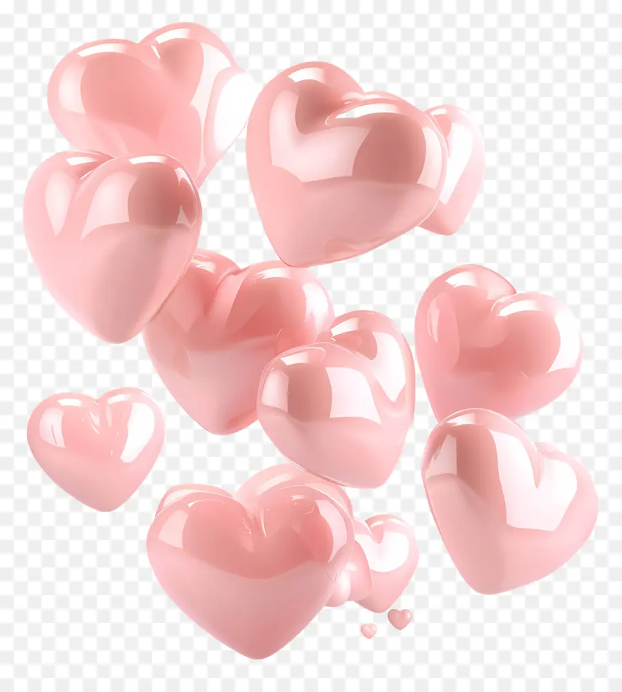 Flottant Coeurs Roses，Heartshaped Ballons PNG