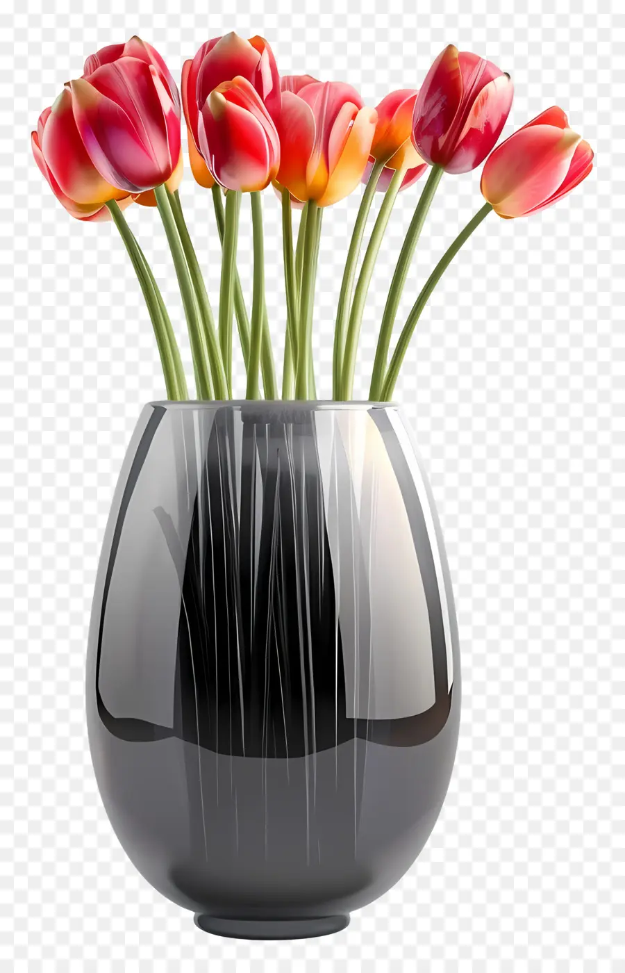 Vase Avec Des Fleurs，Rouge Tulipes PNG