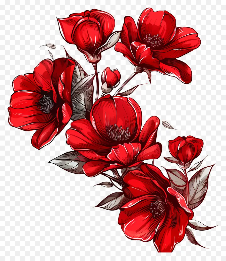 Fleurs Rouges，Les Fleurs De Pavot Rouge PNG