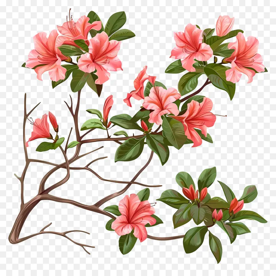 Plante D'azalée，Branche De Fleurs PNG