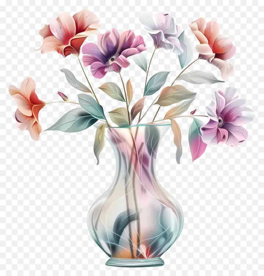Vase Avec Des Fleurs，Fleurs Roses PNG