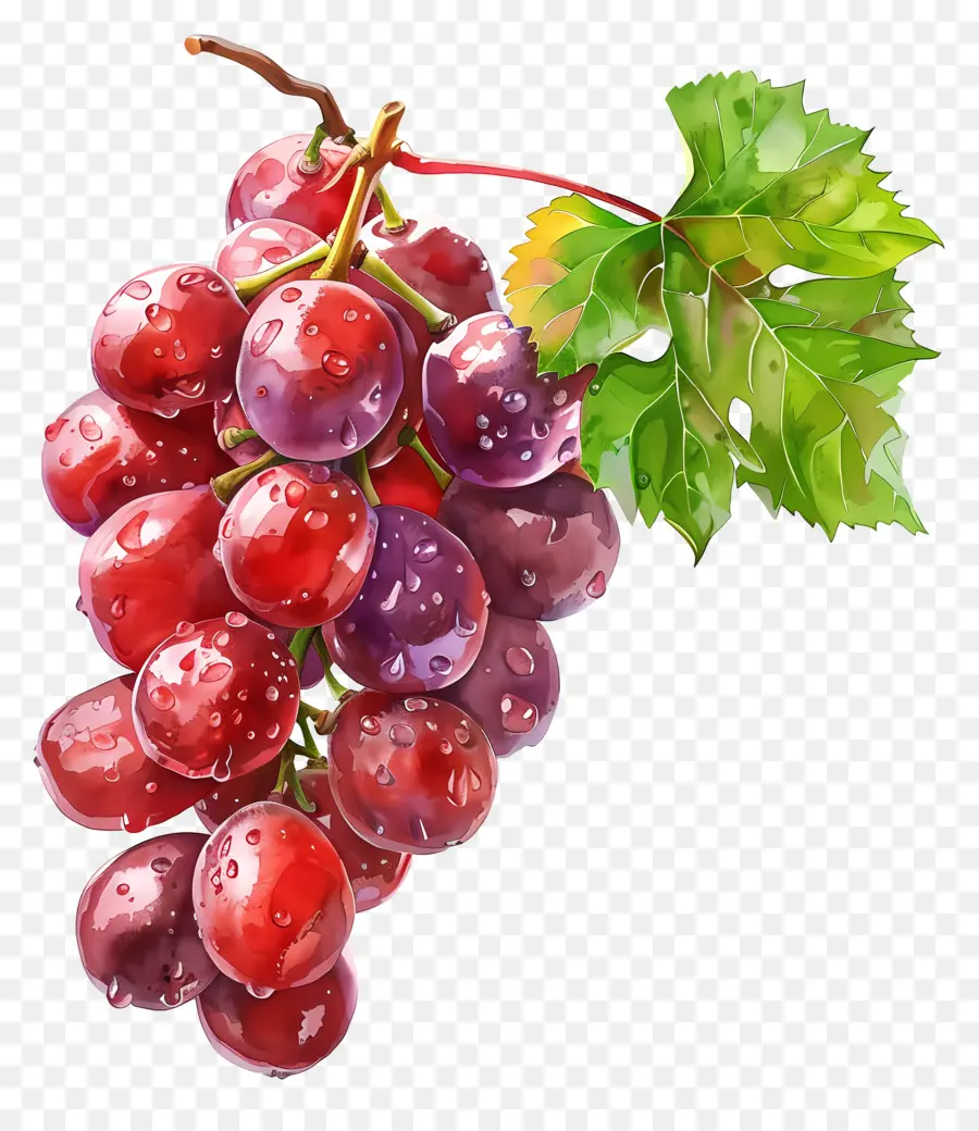 Les Raisins Rouges，Des Gouttes De Rosée PNG