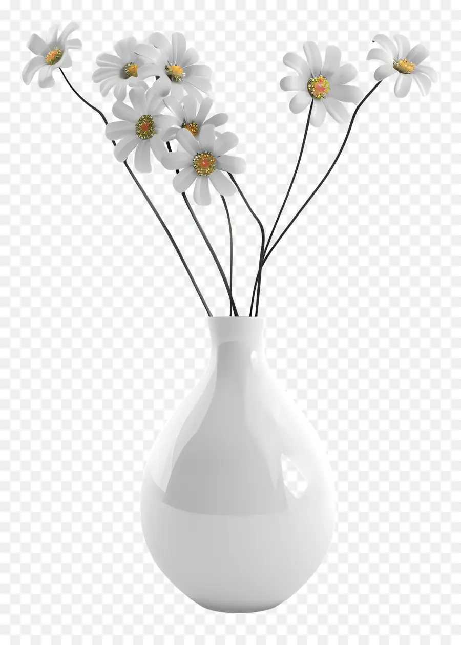 Vase Avec Des Fleurs，Couronne De Marguerite PNG