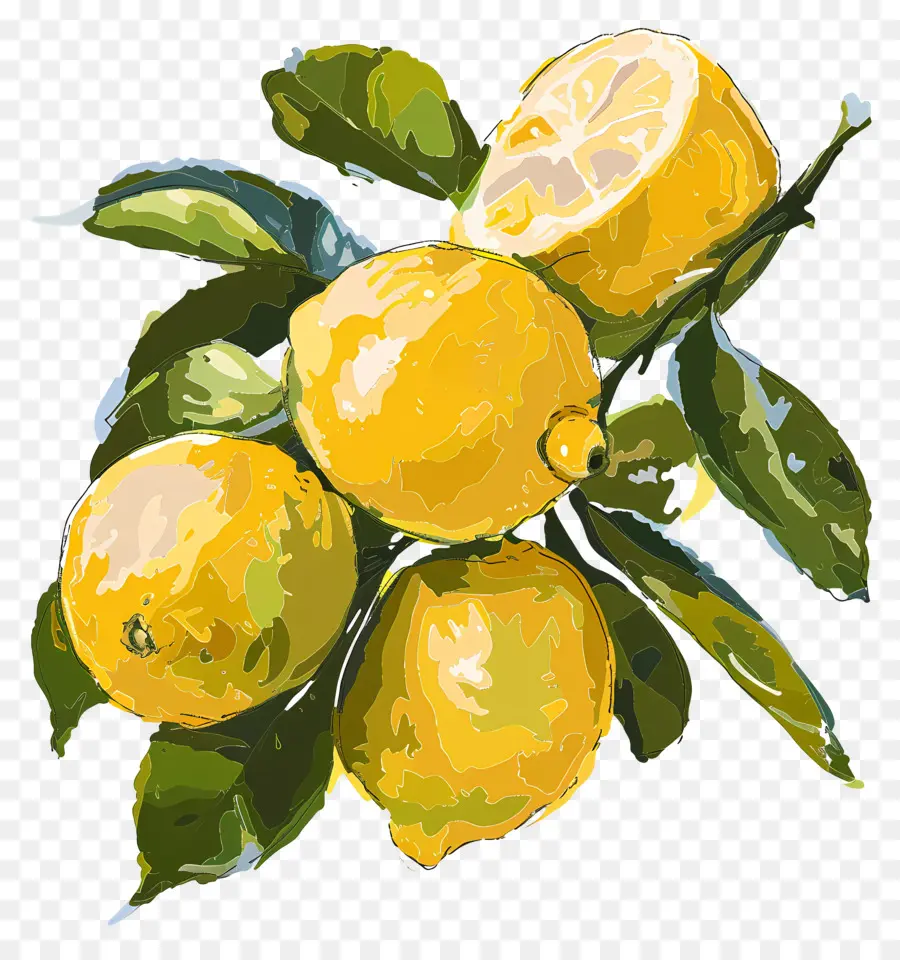 Citrons，Peinture PNG