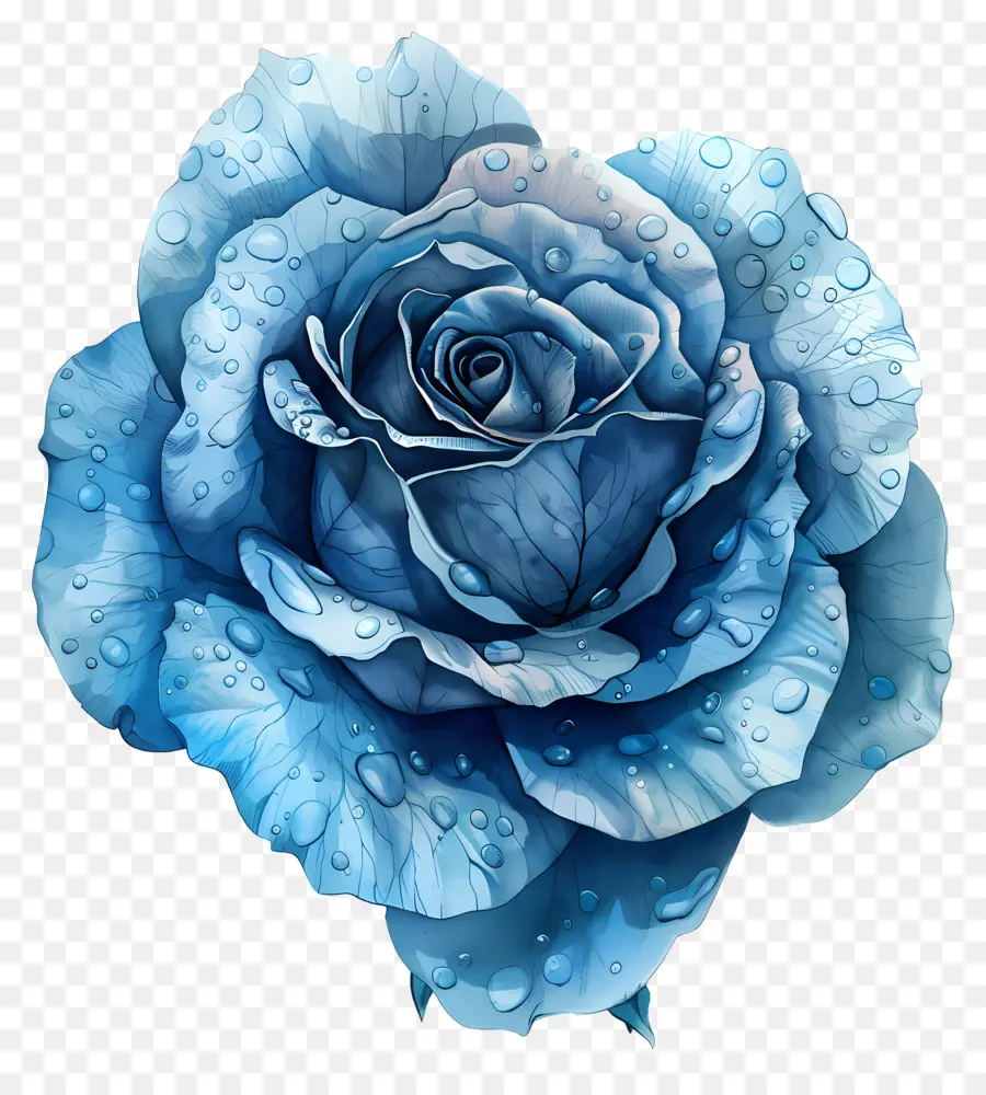 Rose Bleue，Des Gouttelettes D'eau PNG