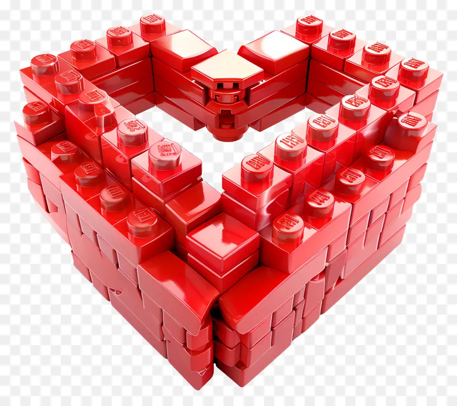 Lego Coeur Rouge，Coeur Rouge Fait De Blocs PNG