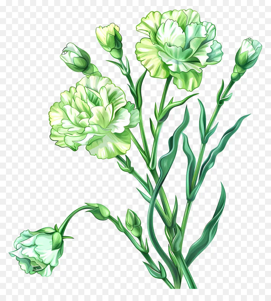 Oeillet Vert，Fleurs Vertes PNG