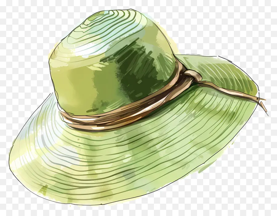 Chapeau De Soleil，Chapeau De Paille Verte PNG