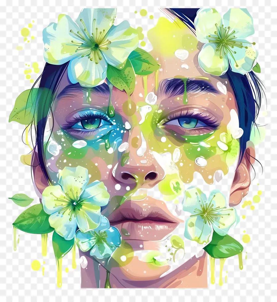 Allergie，Peinture De Visage Floral PNG