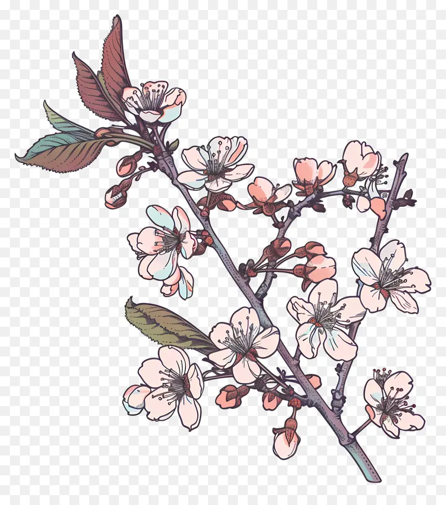 Branche De Cerisier Fleuri，Branche Fleurisante PNG