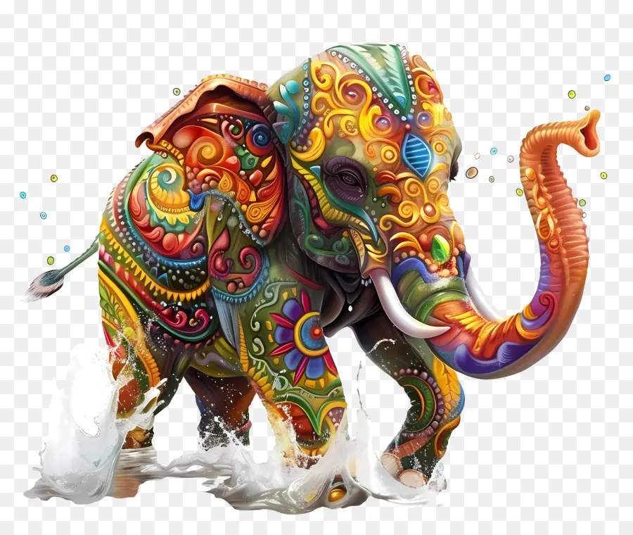 Fête De Songkran，Éléphant Coloré PNG