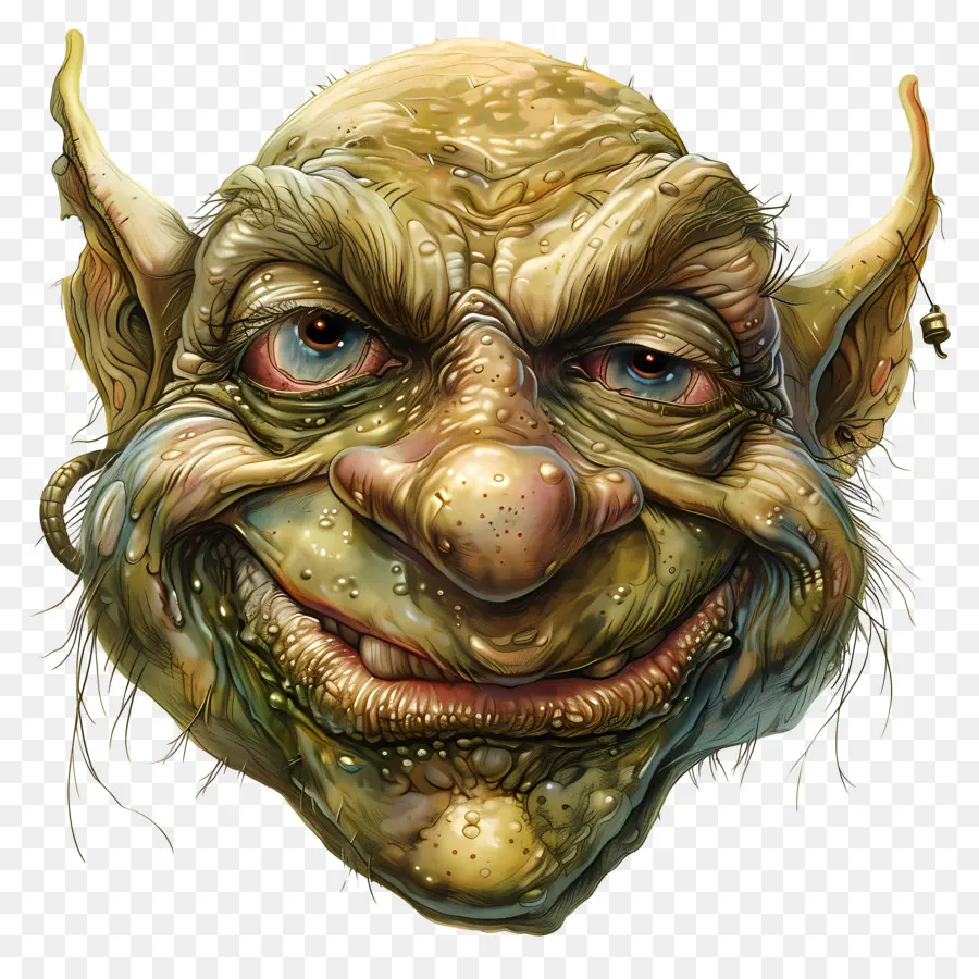 Visage De Troll，Bouffon Vert PNG