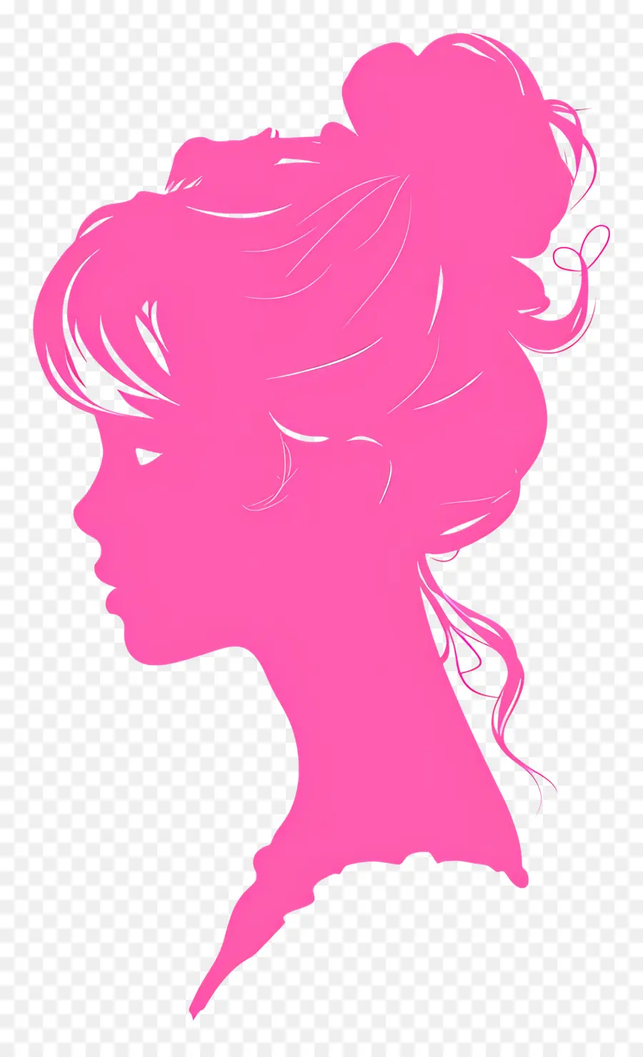 Silhouette De La Tête De Barbie Rose，Femme Silhouette PNG