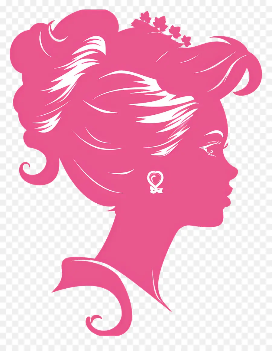Silhouette De La Tête De Barbie Rose，La Femme Fait Face à La Silhouette PNG