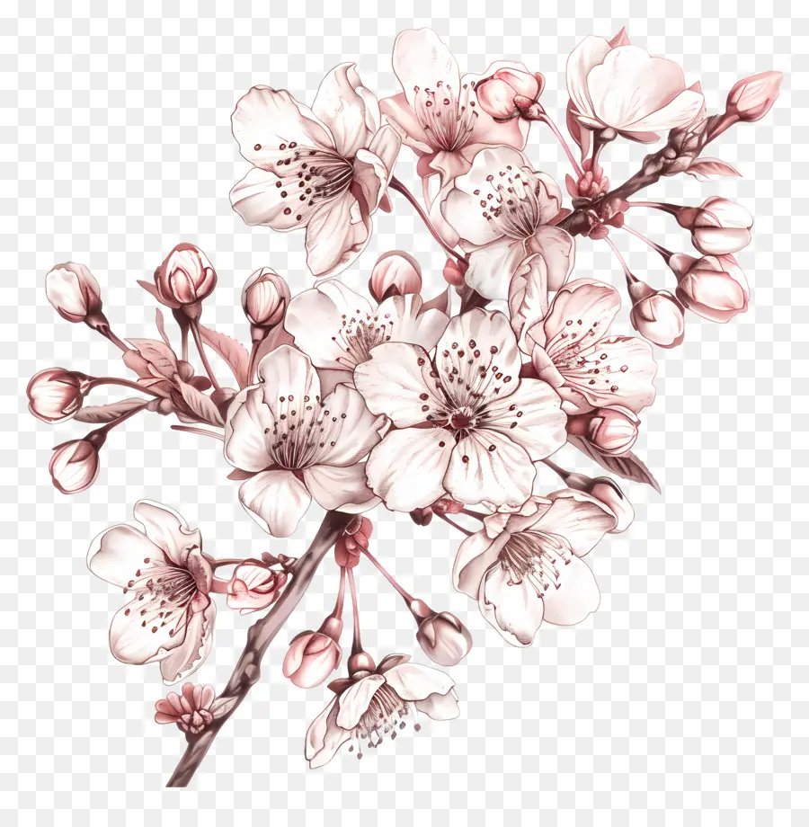 Branche De Cerisier Fleuri，Fleur De Cerisier PNG
