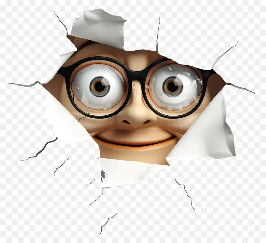 Drôle De Tête，Visage De Dessin Animé Avec Des Lunettes PNG