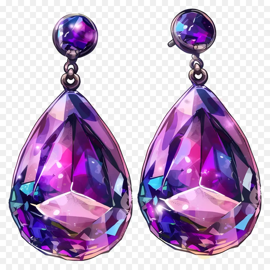 Boucles D'oreilles Violettes，Pierres Précieuses PNG