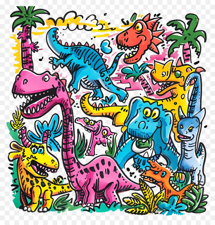 Dinosaures，Dinosaures Colorés PNG