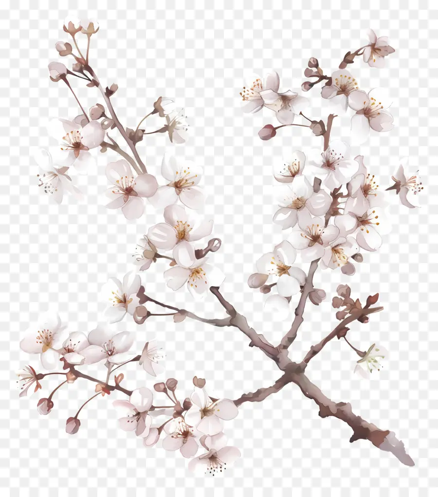 Branche De Cerisier Fleuri，Fleurs De Cerisier PNG
