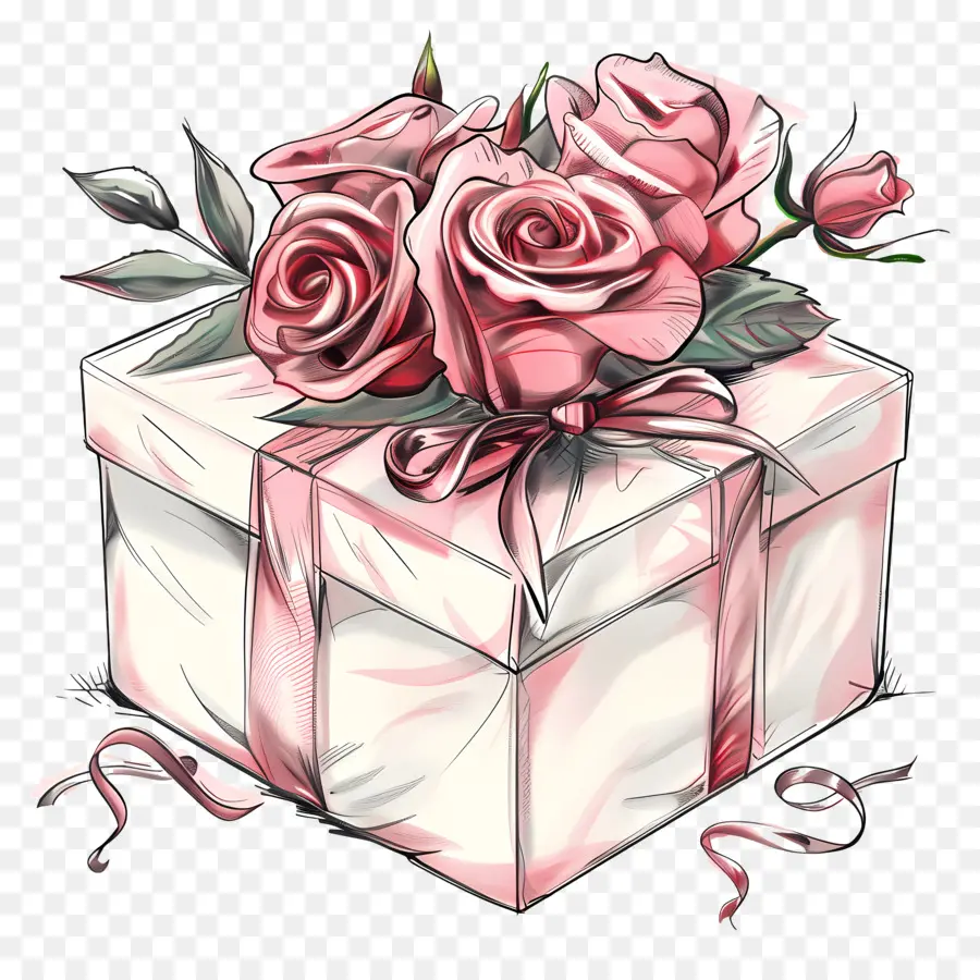 La Fête Des Mères Cadeau，Rose De Boîte Cadeau PNG