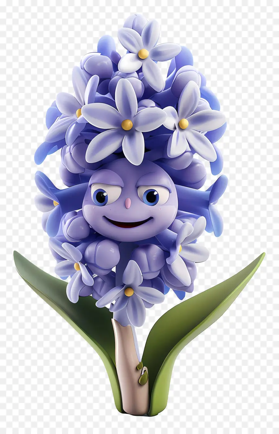 Fleurs De Dessin Animé 3d，Caractère De Fleur Pourpre PNG