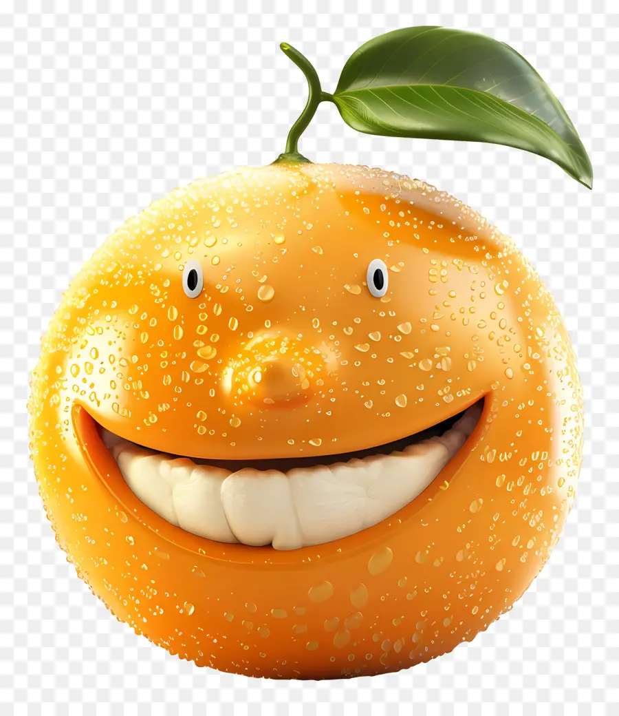 Fruit De Dessin Animé 3d，Visage Souriant Orange PNG