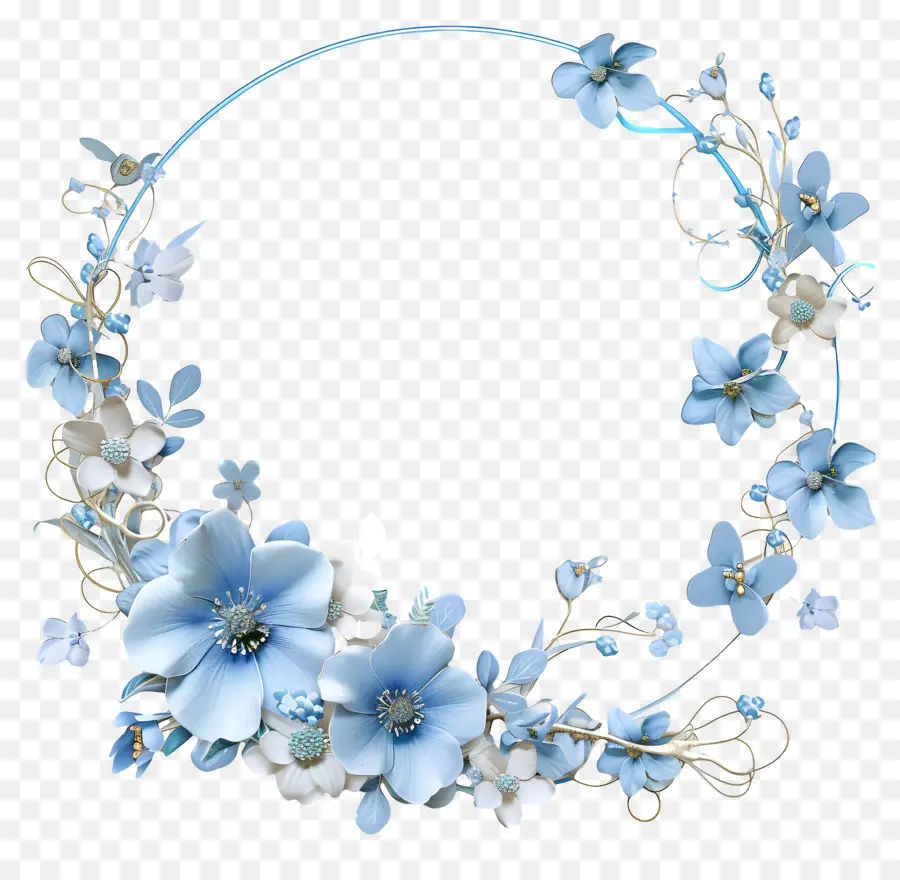 Cadre Floral，Fleurs Bleues PNG