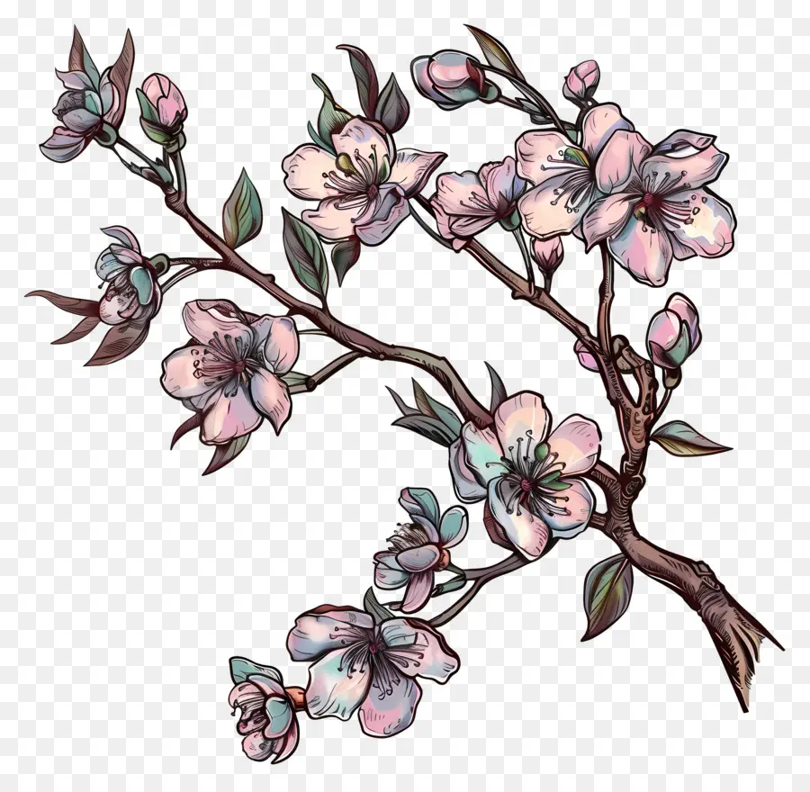 Branche De Cerisier Fleuri，Fleur De Cerisier PNG