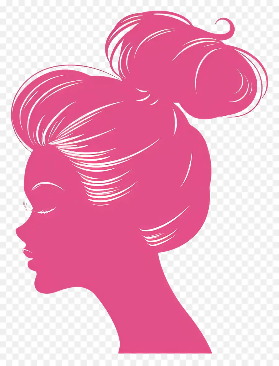 Silhouette De La Tête De Barbie Rose，Silhouette PNG