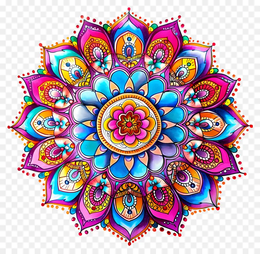 Mandala，Coloré Fleur PNG