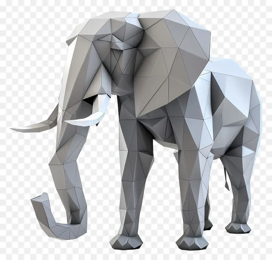 L'éléphant，Art Low Poly PNG