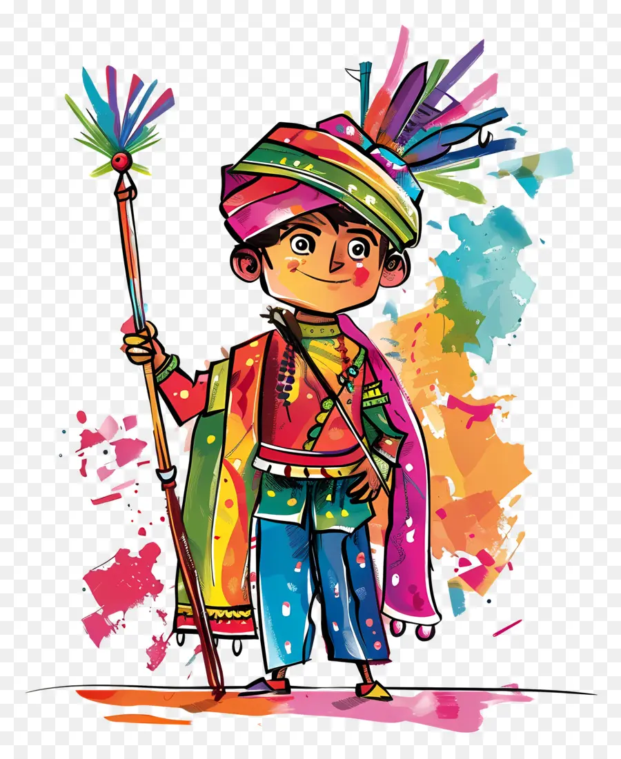 Gudi Padwa，Garçon Coloré PNG