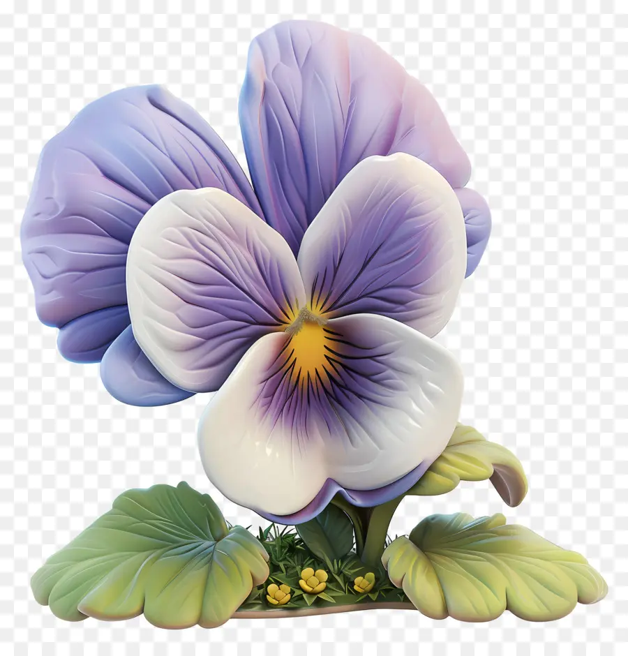 Fleurs De Dessins Animés 3d，Plante De Purple Pansy PNG