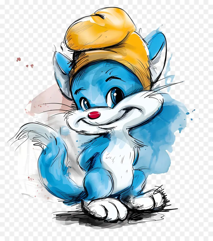 Chat Schtroumpf，Chat De Dessin Animé Bleu PNG