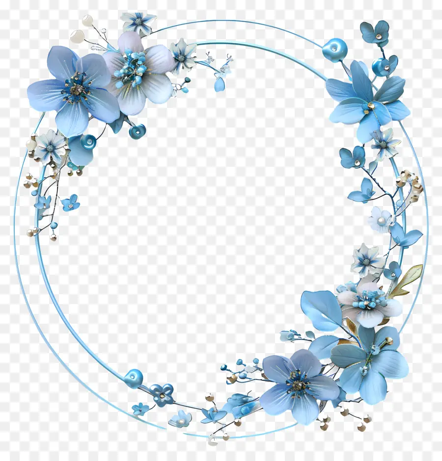 Cadre Floral，Cadre Bleu PNG