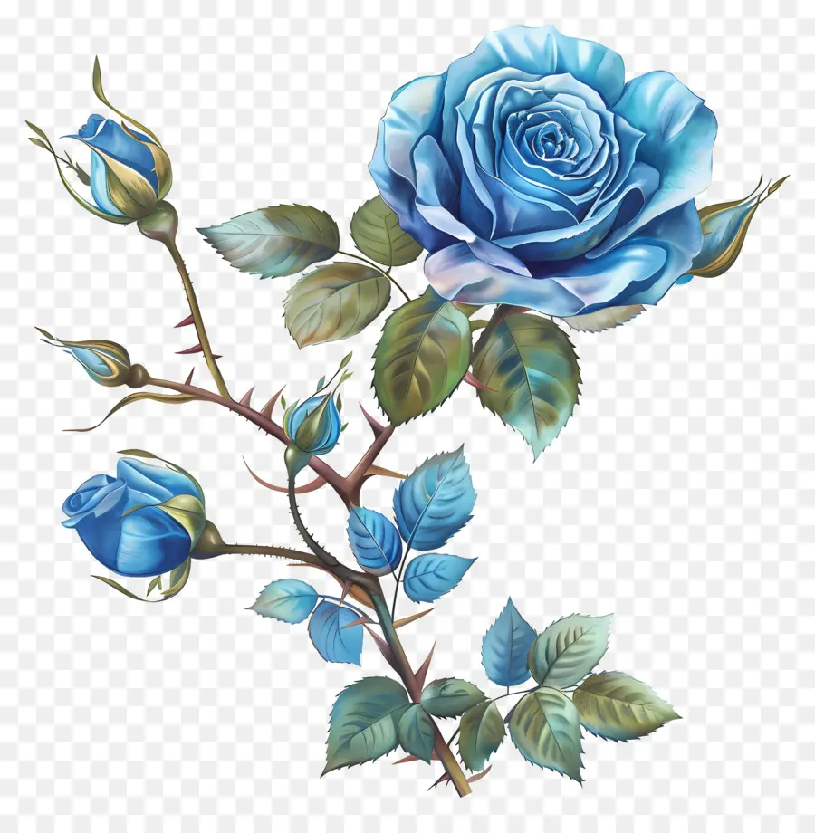 Rose Bleue，Peinture à L'aquarelle PNG